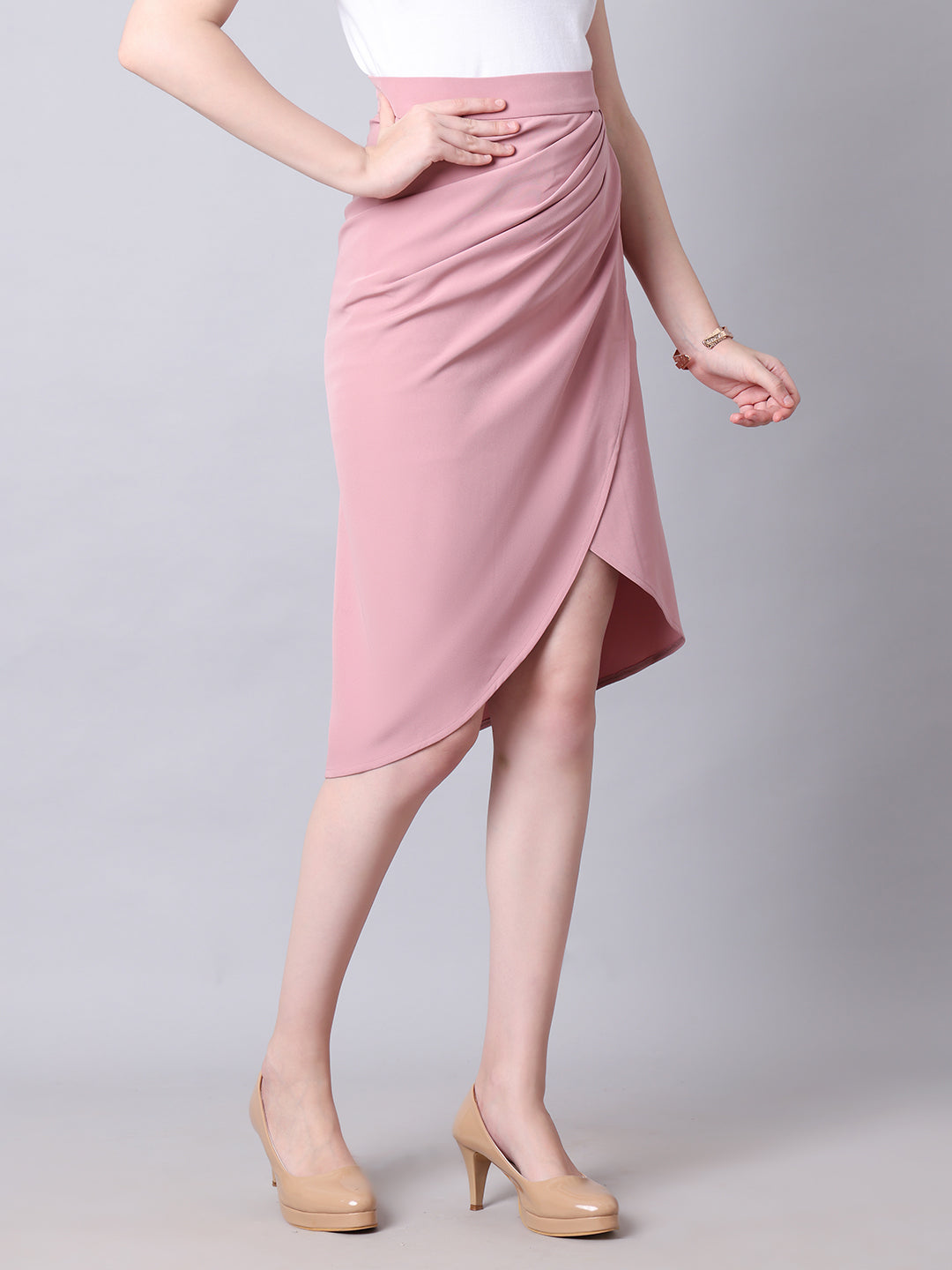 Exude Dramatic Drape, Draped wrap skirt