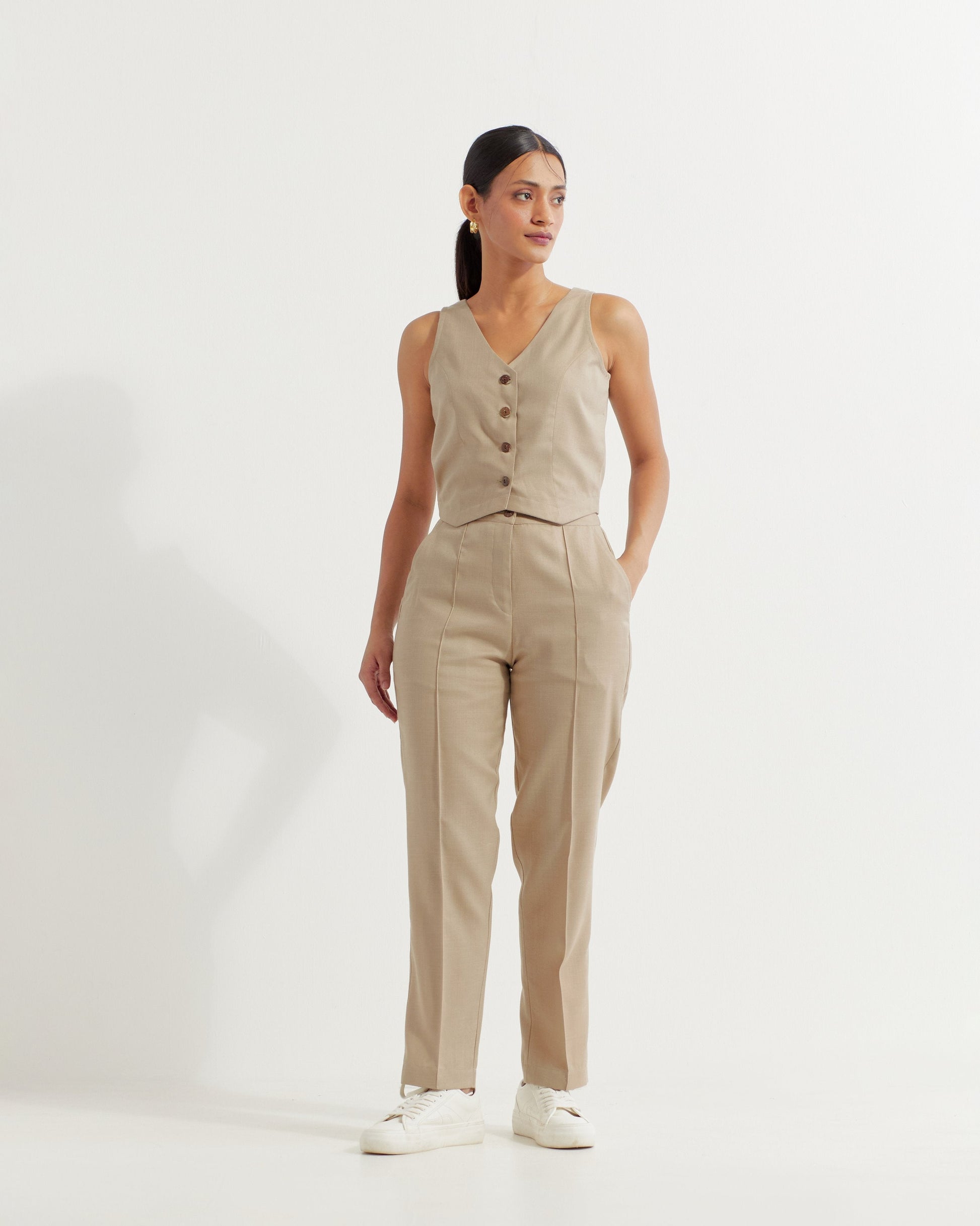Beige Anne Co-ord Set (Set of 2)- IC