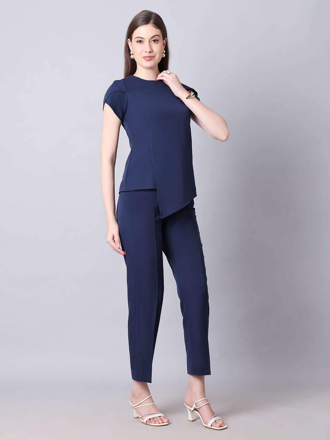 Exude Iconic Asymetrical Top with Straight Fit Trouser Co-ord