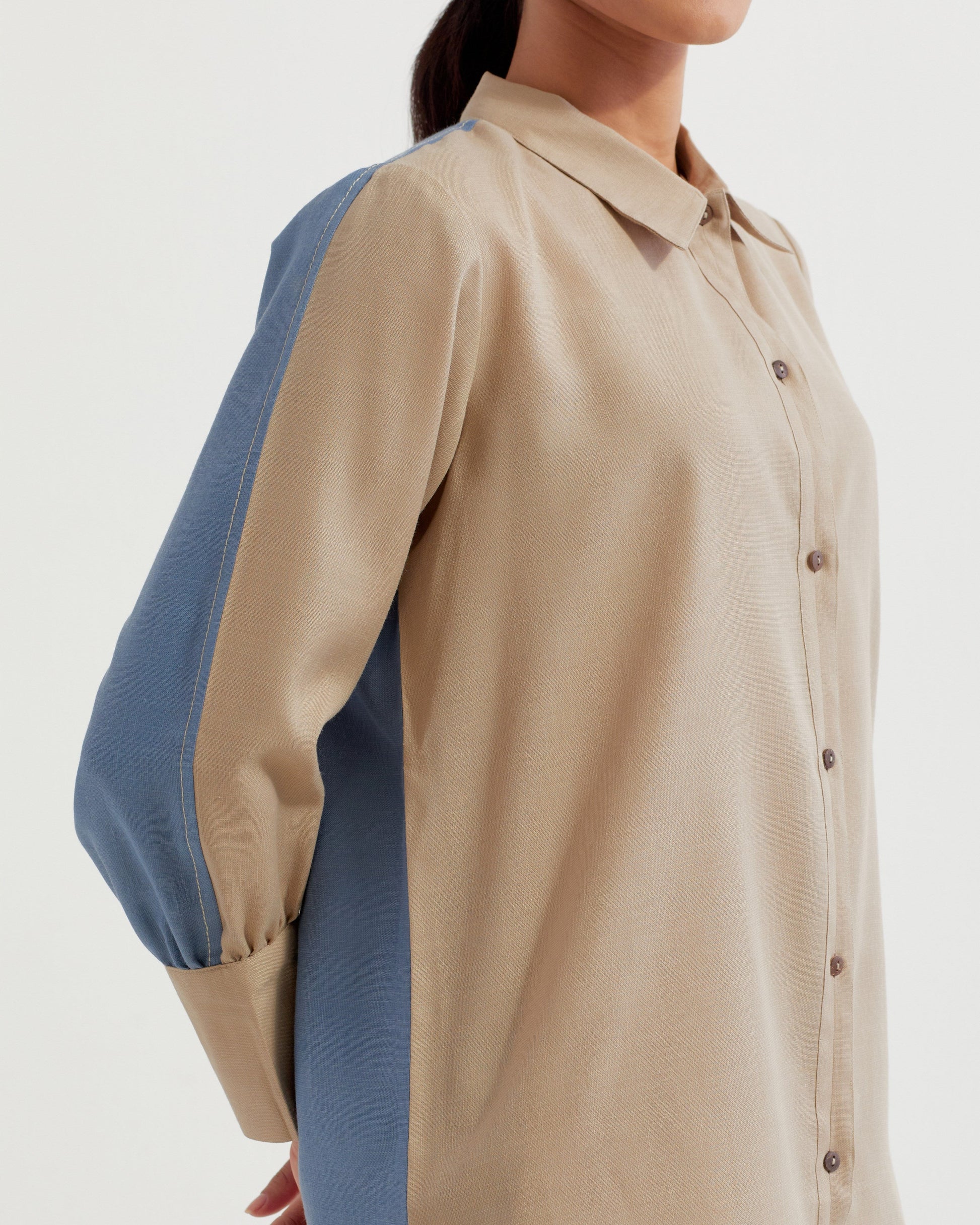 Beige/Blue Caroline Co-ord Set (Set of 2)- IC