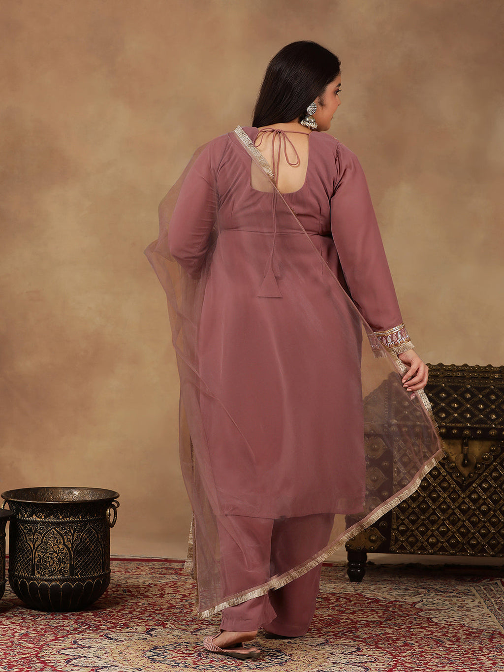 Women Ethnic Motifs Embroidered Regular Thread Work Kurta with Palazzos & With Dupatta - ID