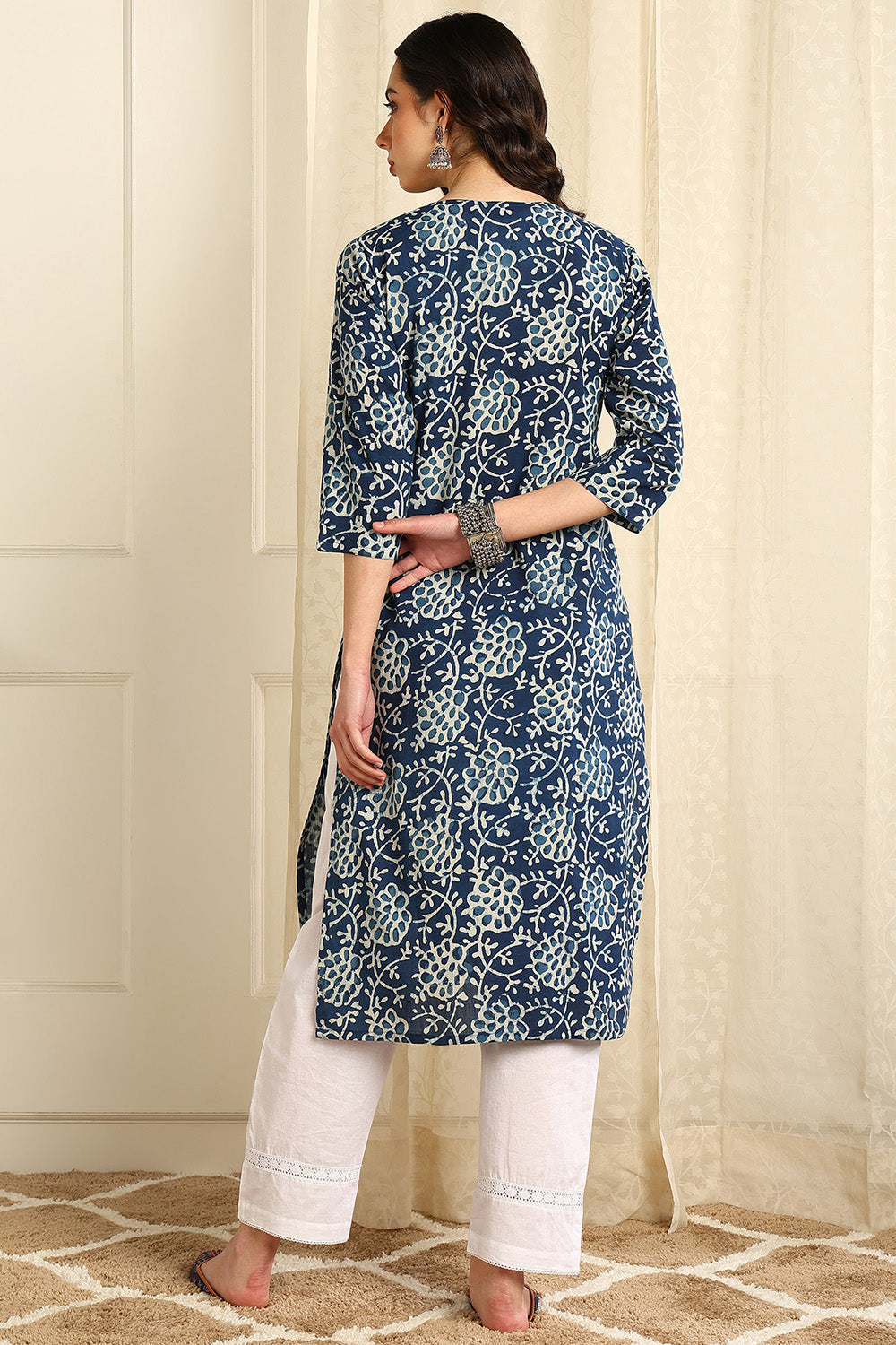 Indigo Blue Straight Bagru Kurta