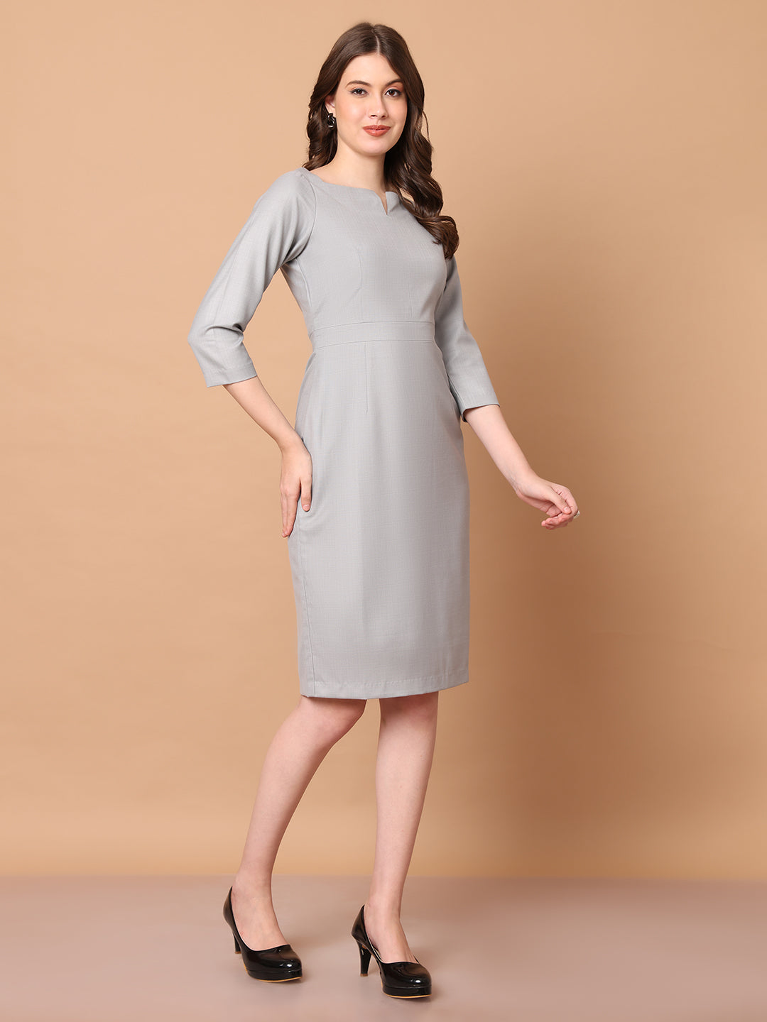 Exude Mystique Moments Suiting Fabric Square Neckline dress