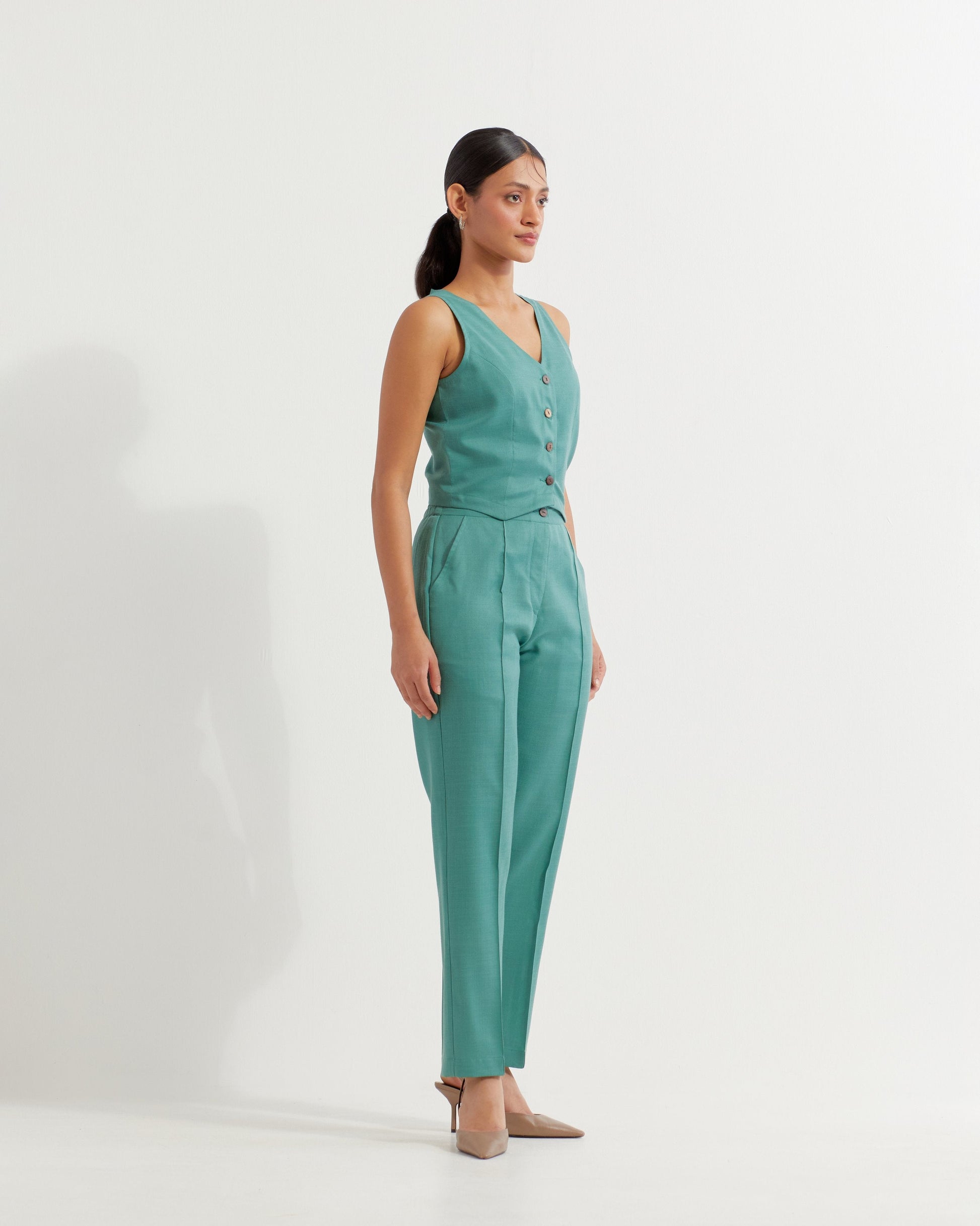 Green Anne Co-ord Set (Set of 2)- IC