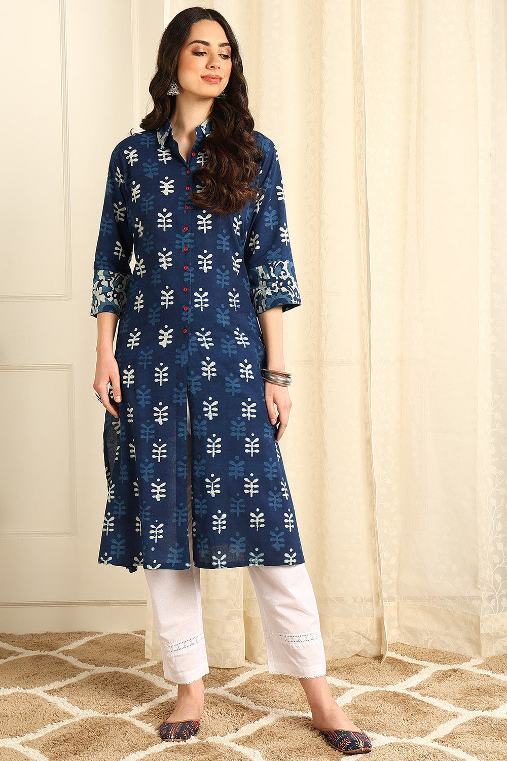 Indigo Blue Straight Bagru Kurta