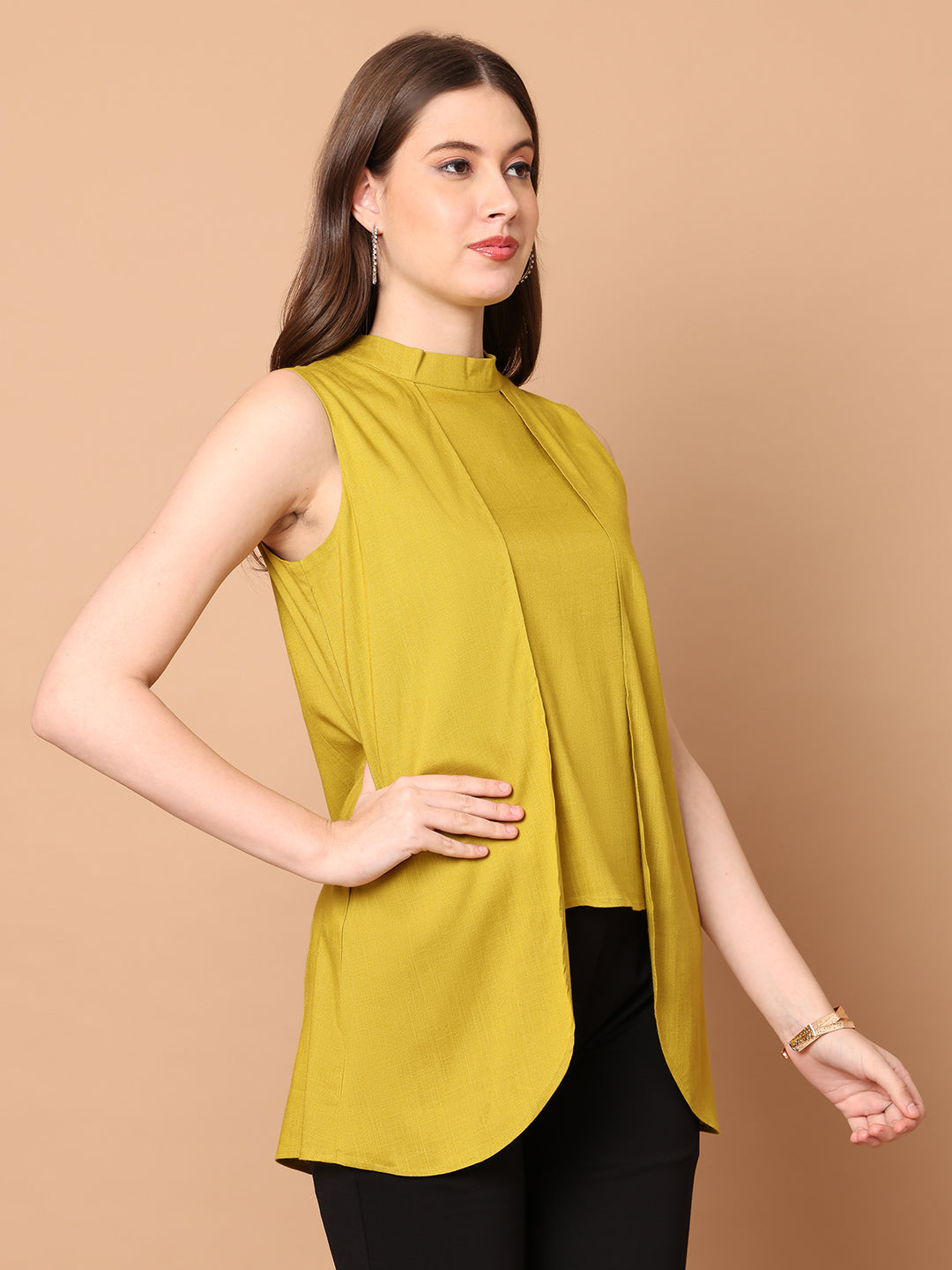 Exude Striking Silhouettes High Neck Layered Top