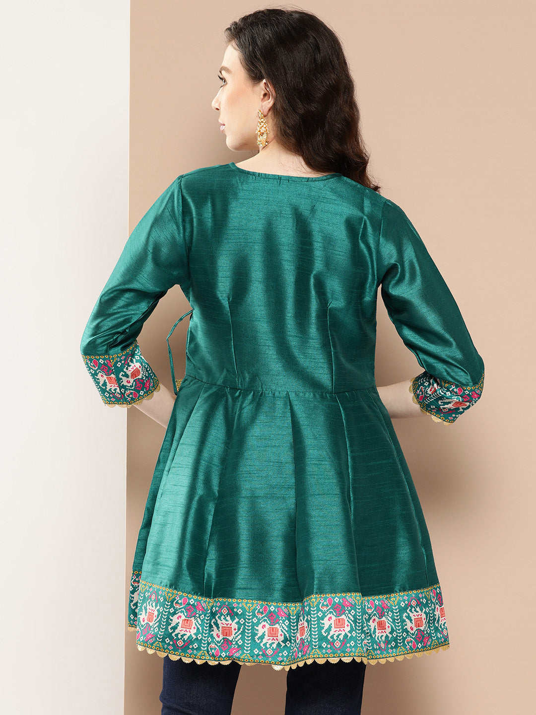 Teal Printed Ethnic Tunic-AH