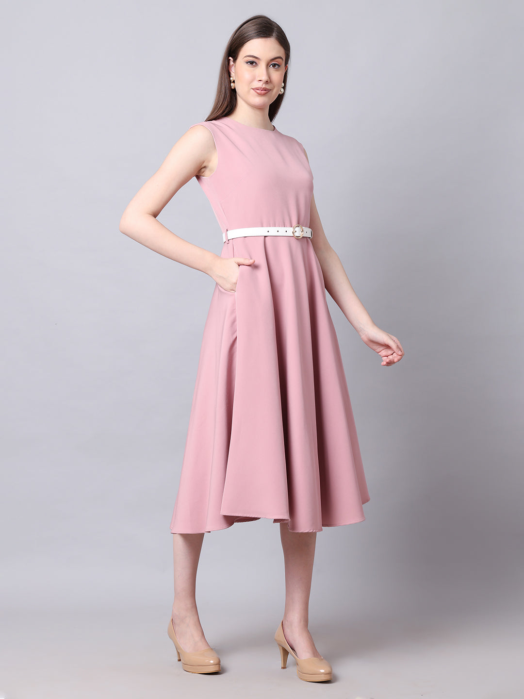 Exude Warmth Fit & Flare Dress with Belt