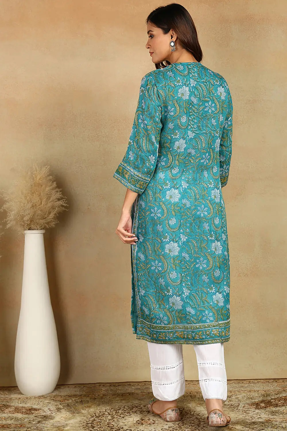 Green Kota Doria Kurta