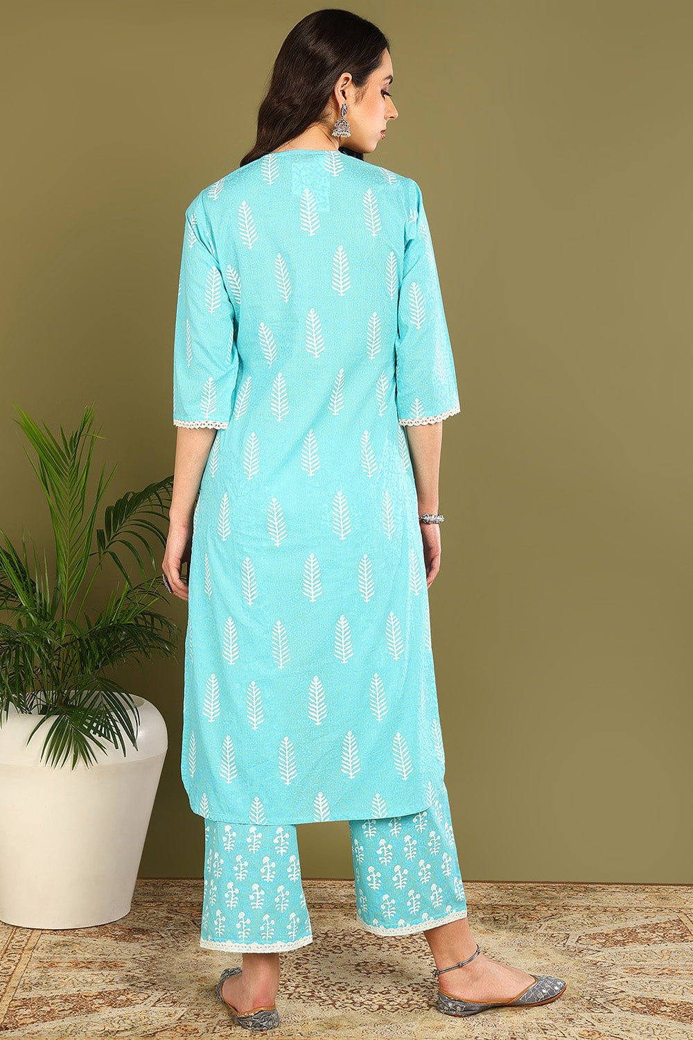 Blue-White Khari Kurta (Set of 2)