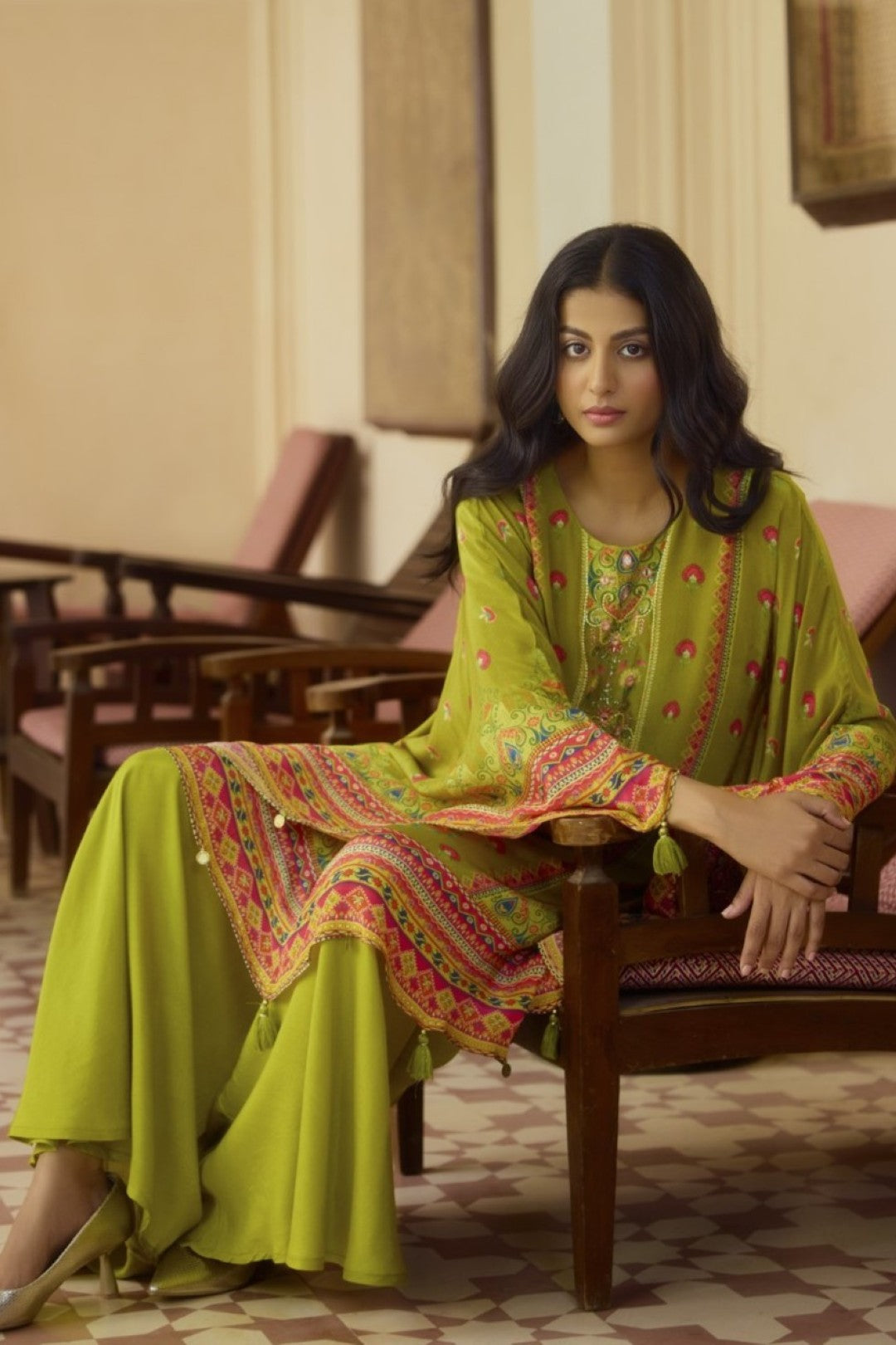 Aster sage full work Kaftan pant set