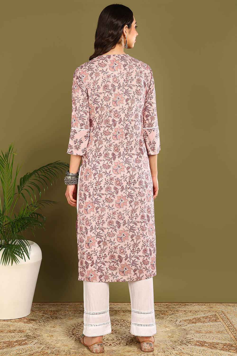 Mauve Sanganeri Straight Kurta