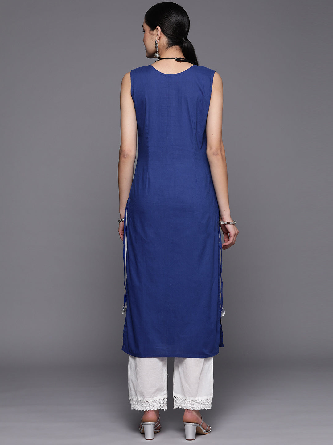 Royal Blue Pure Cotton Printed Kurta