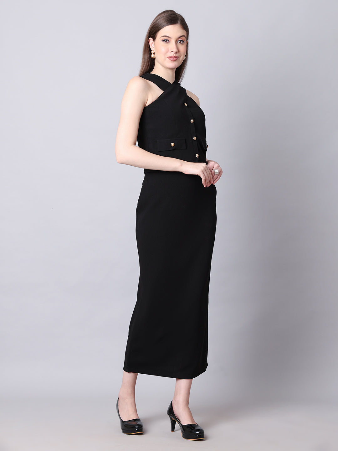 Exude Runway-Ready Long Skirt with Halter Top