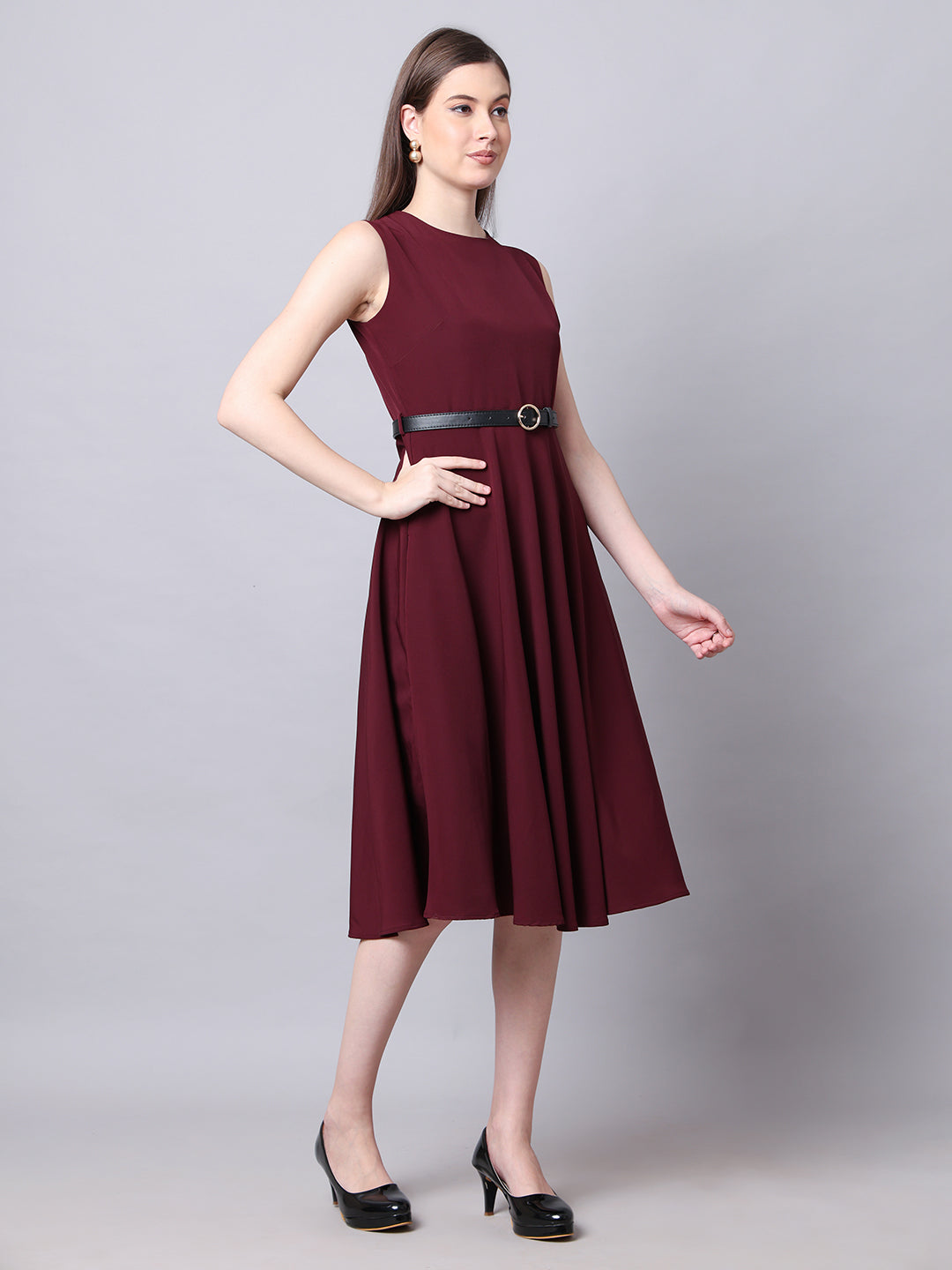 Exude Warmth Fit & Flare Dress with Belt