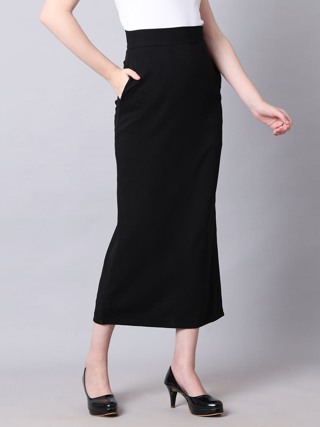 Exude Statement Piece Long Black Skirt with Side Slit