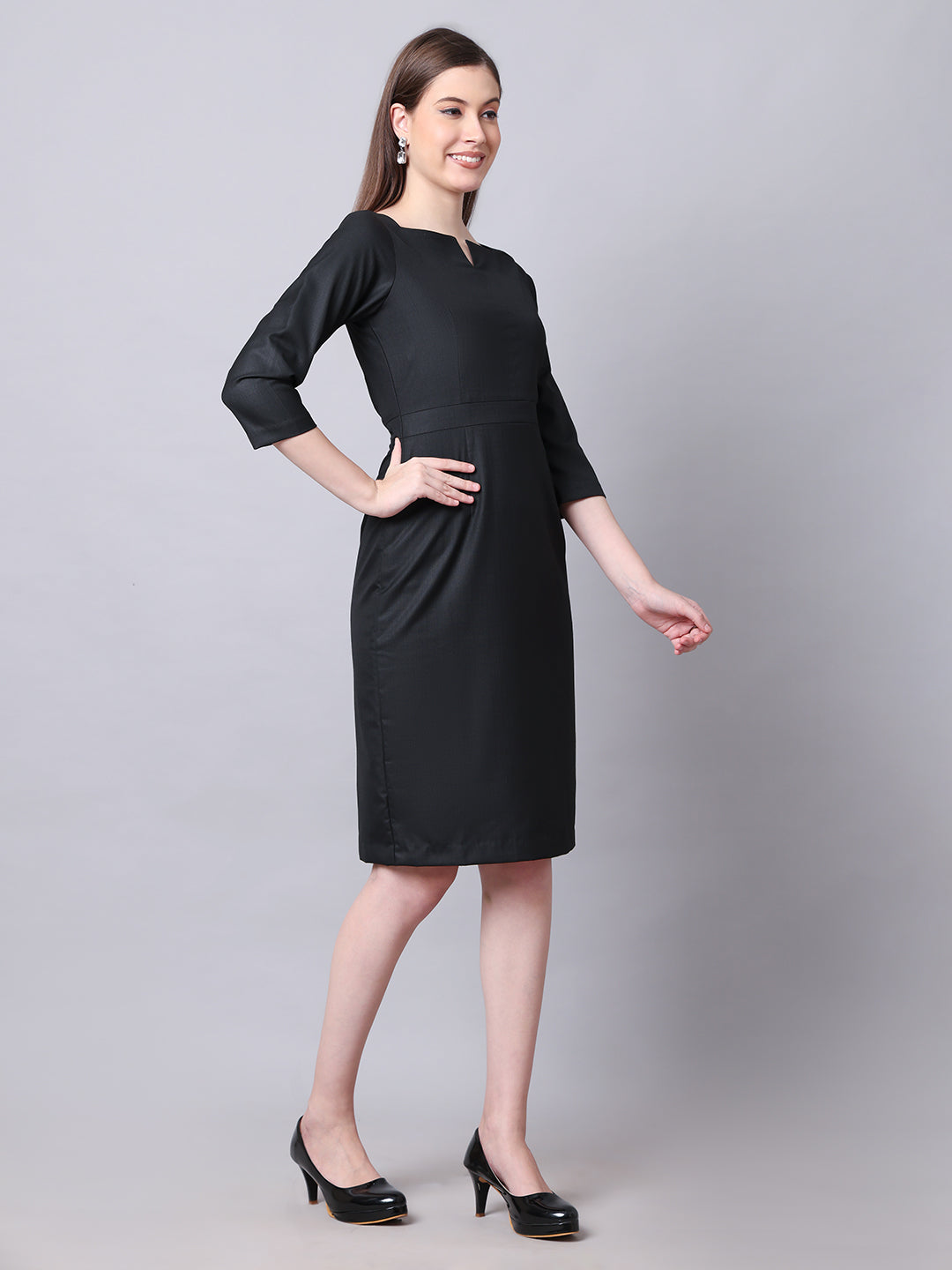 Exude Mystique Moments Suiting Fabric Square Neckline dress