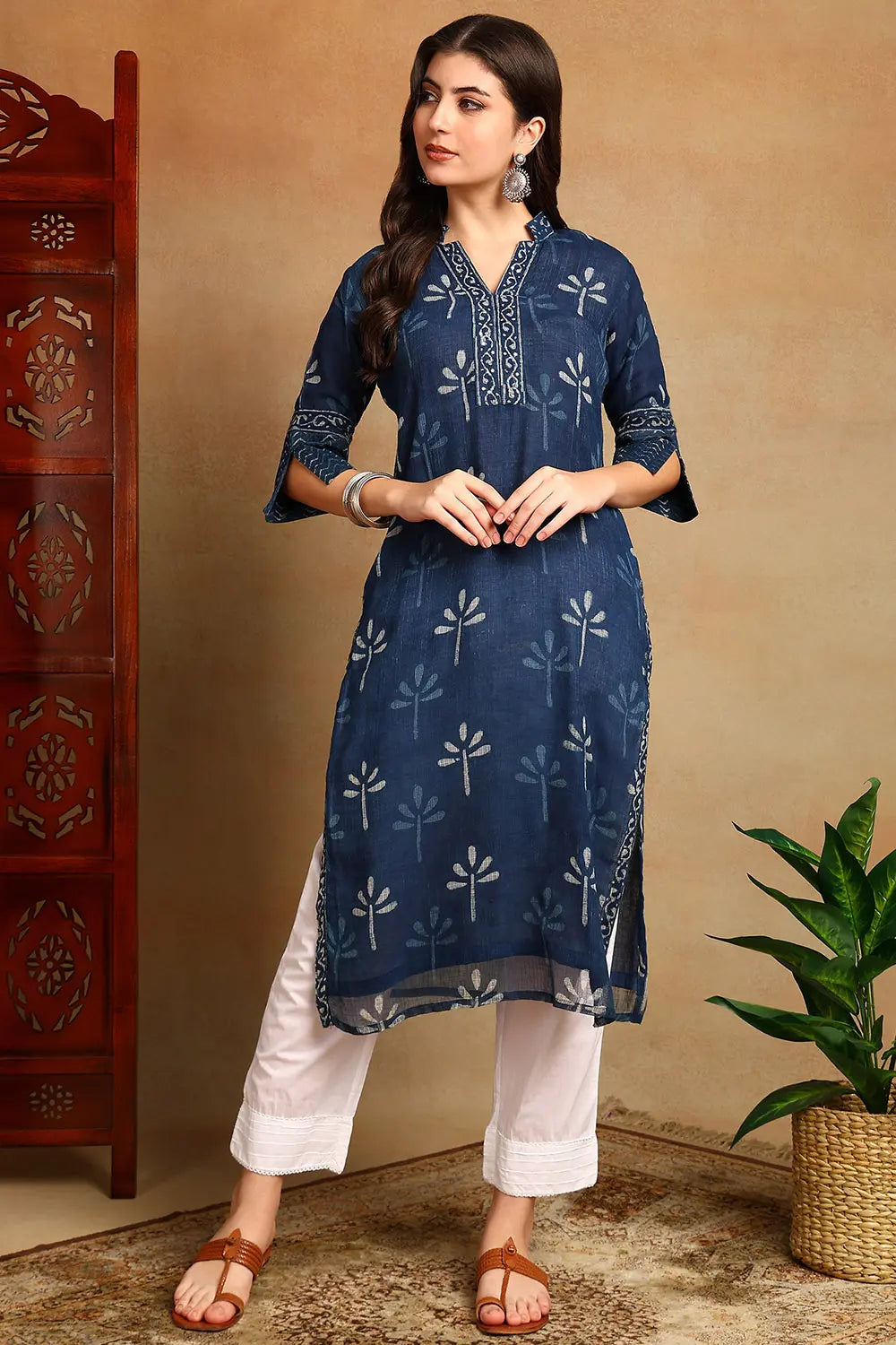 Indigo Blue Kota Doria Kurta