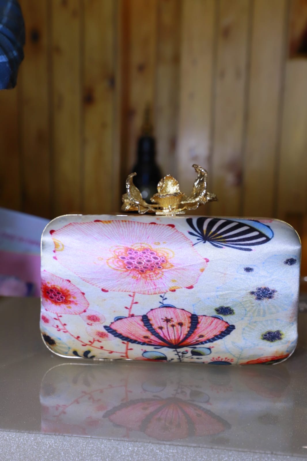 Thread Beaded Work Heavy Embroidery Satin Lock Open Multi Colour Women Handbag