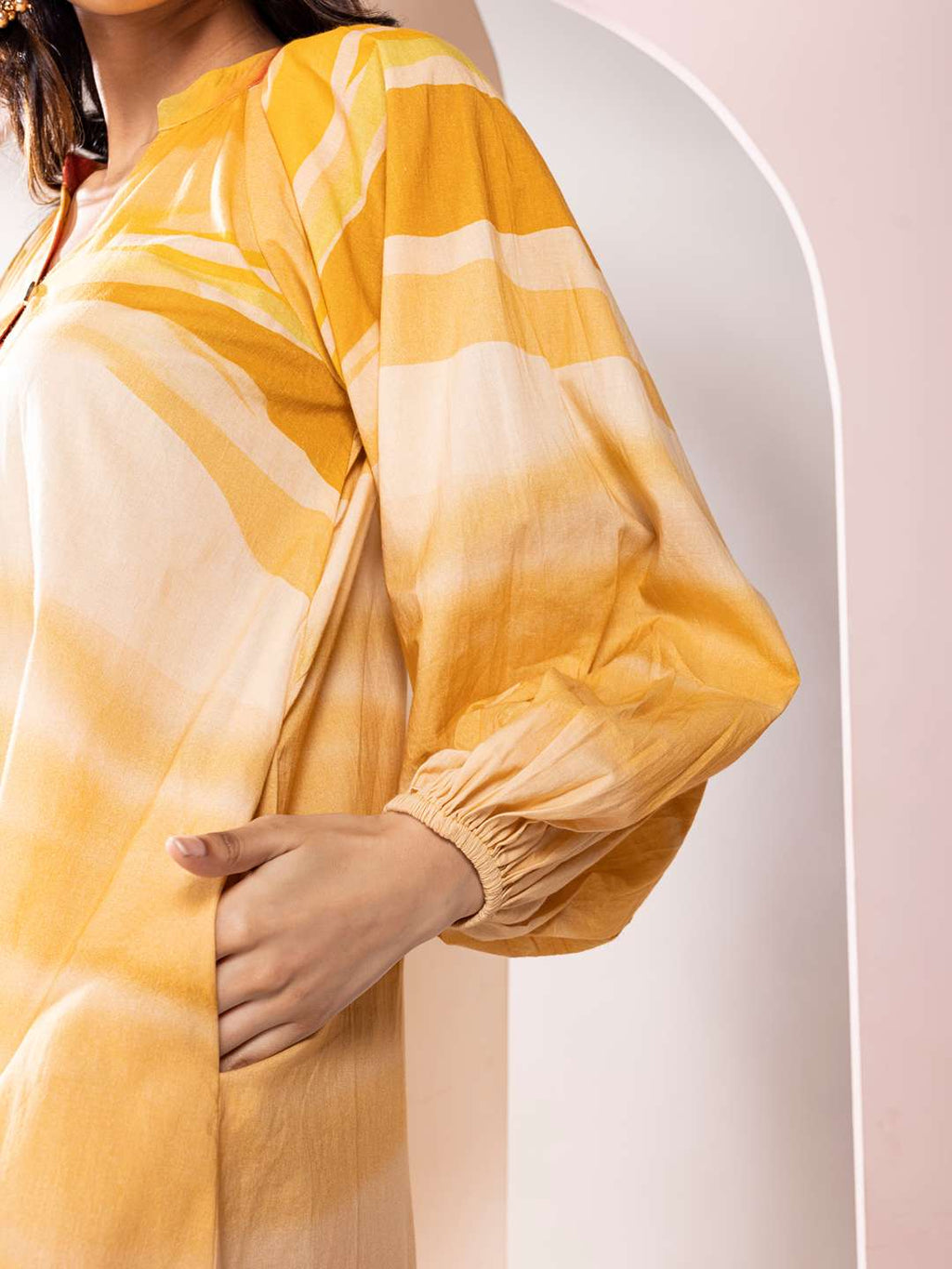 Flow Printed Ankle length Shirt Dress