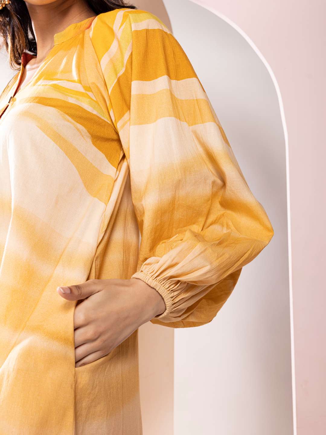 Flow Printed Ankle length Shirt Dress