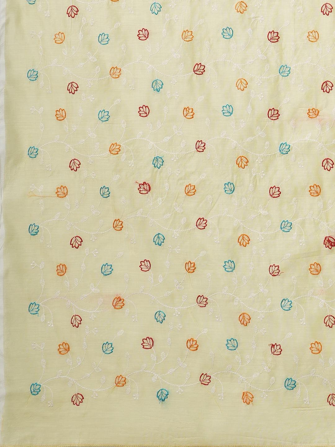 Cotton Blend Yellow Embroidered Designer Saree With Blouse
