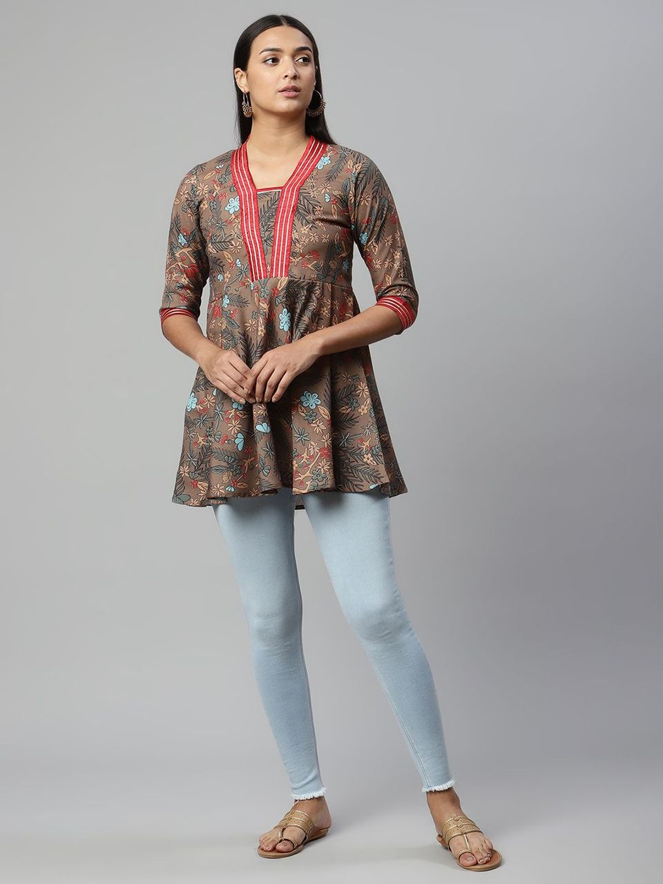 Brown Digital Printed Cotton Tunic