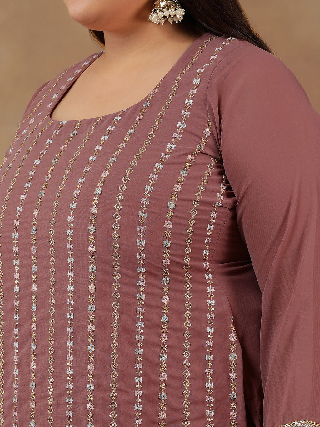 Women Ethnic Motifs Embroidered Regular Thread Work Kurta with Palazzos & With Dupatta - ID