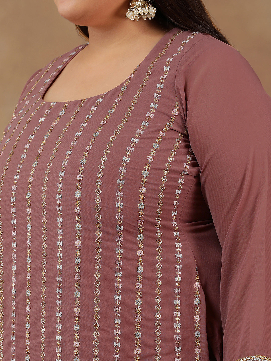 Women Ethnic Motifs Embroidered Regular Thread Work Kurta with Palazzos & With Dupatta - ID