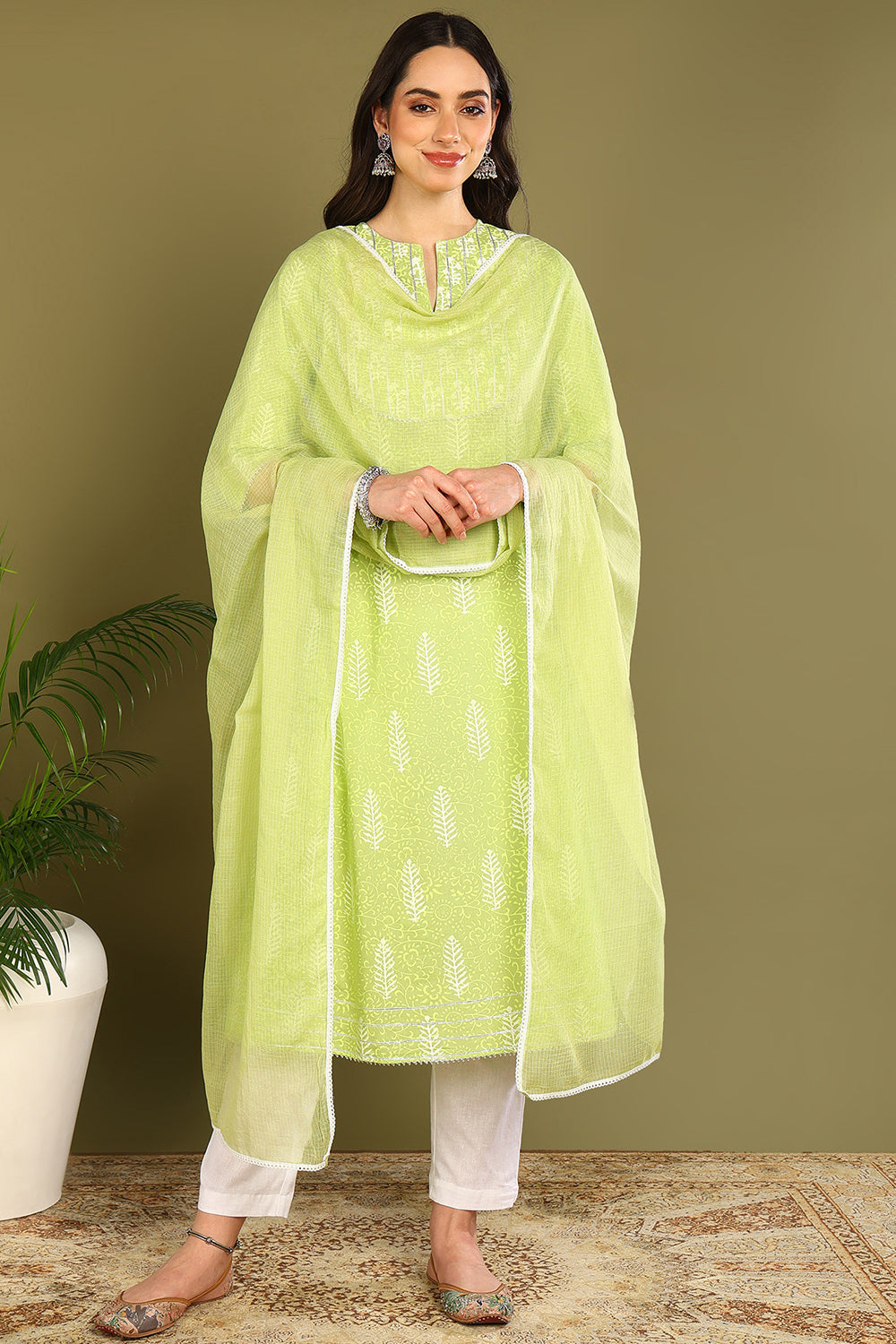 Florescent Green Kota Dupatta