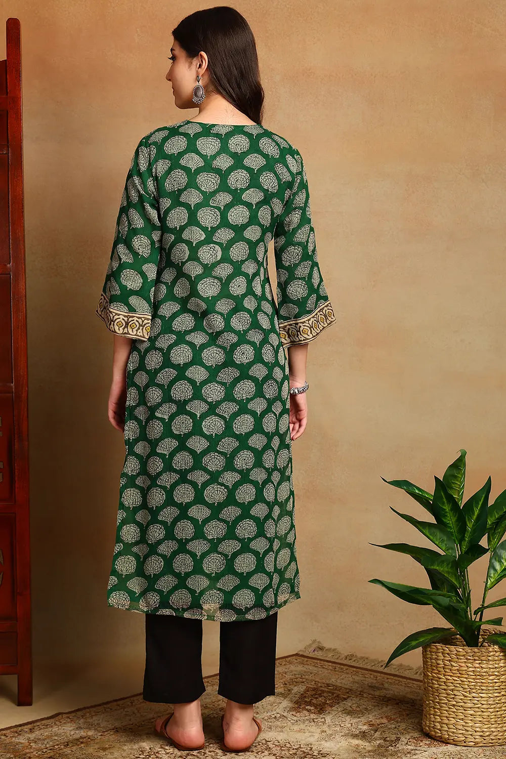 Green Kota Doria Kurta