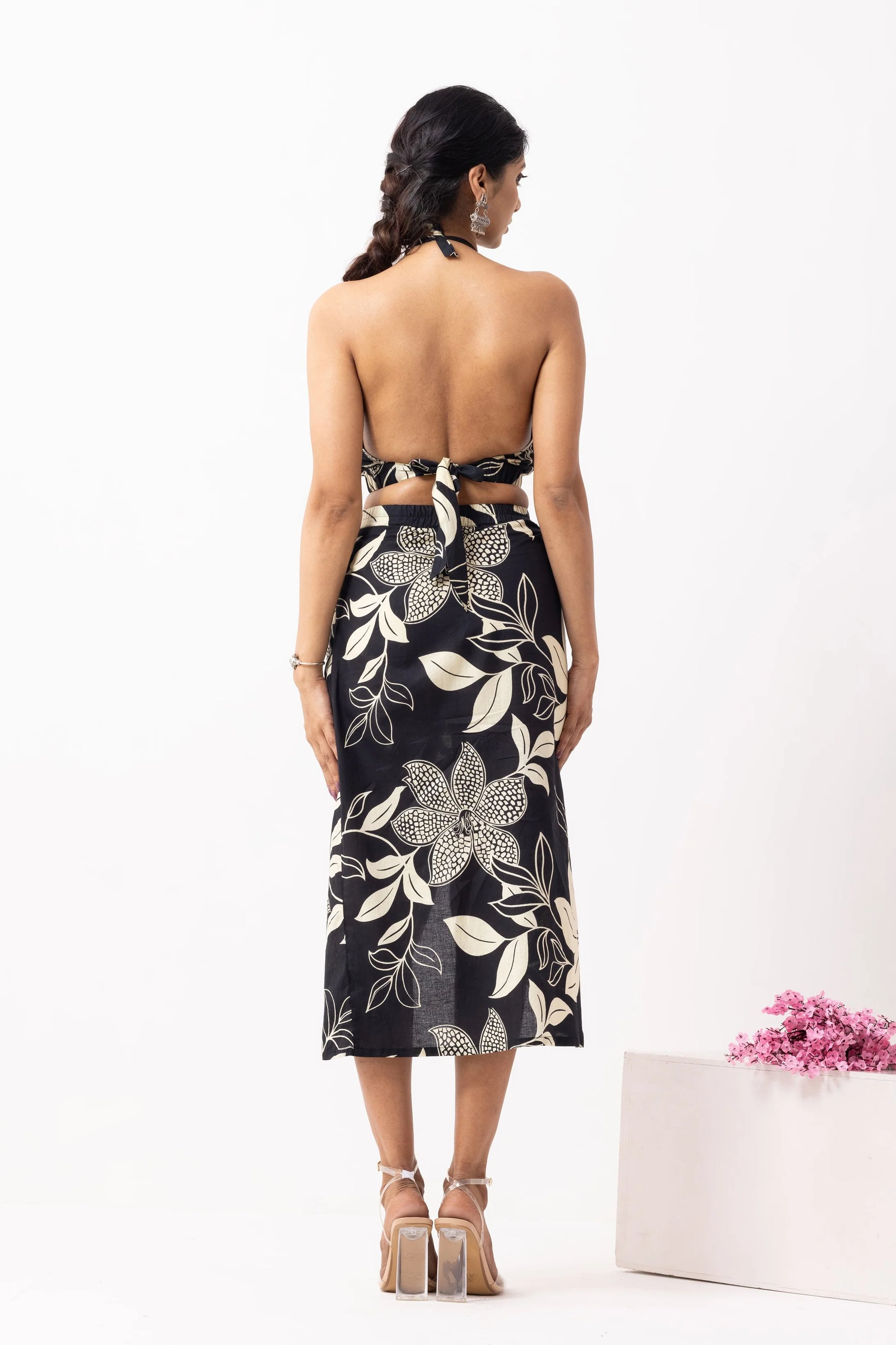 Black Block Printed Adele Co-ord Set (Set of 2)- IC
