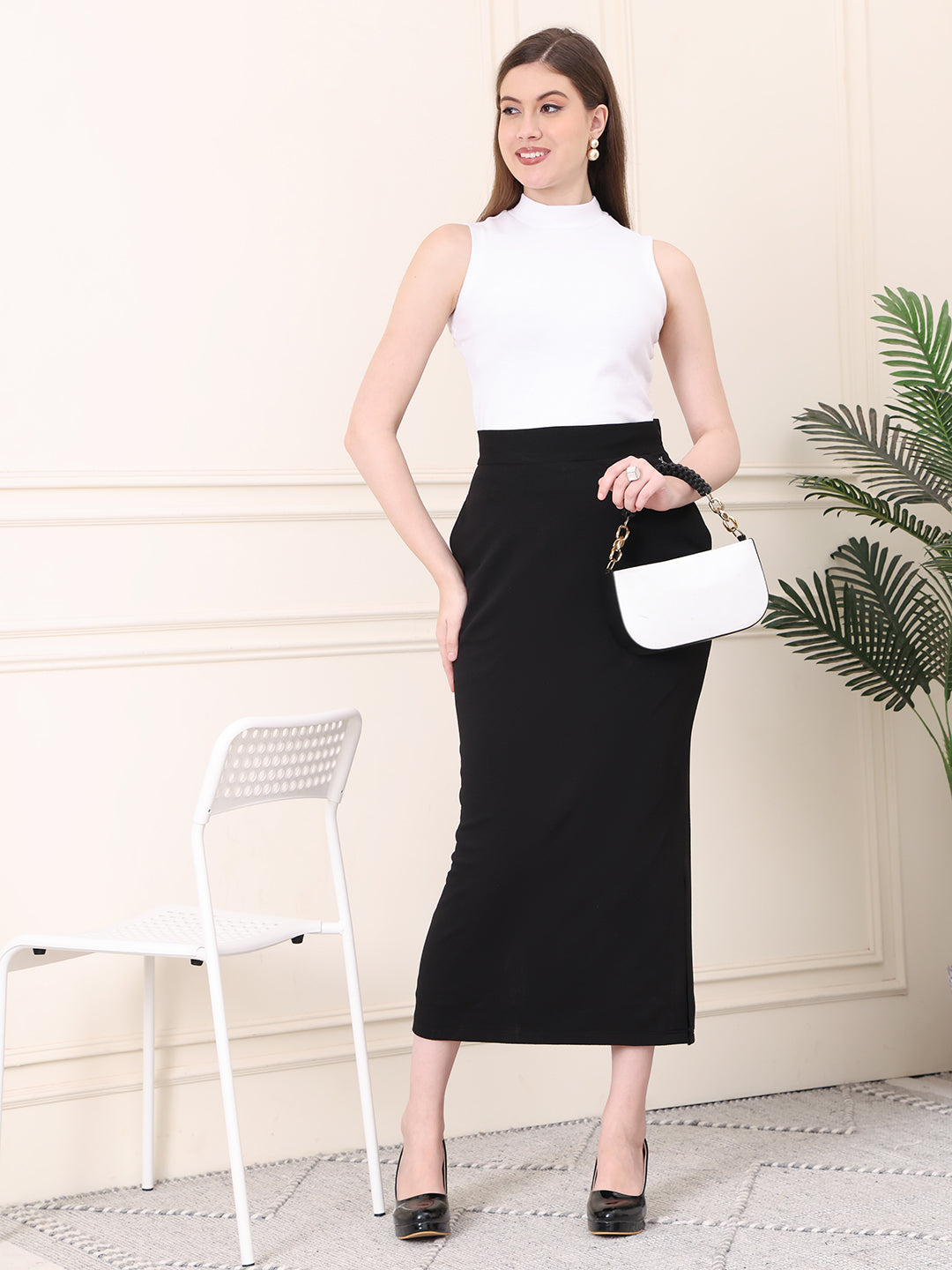 Exude Statement Piece Long Black Skirt with Side Slit