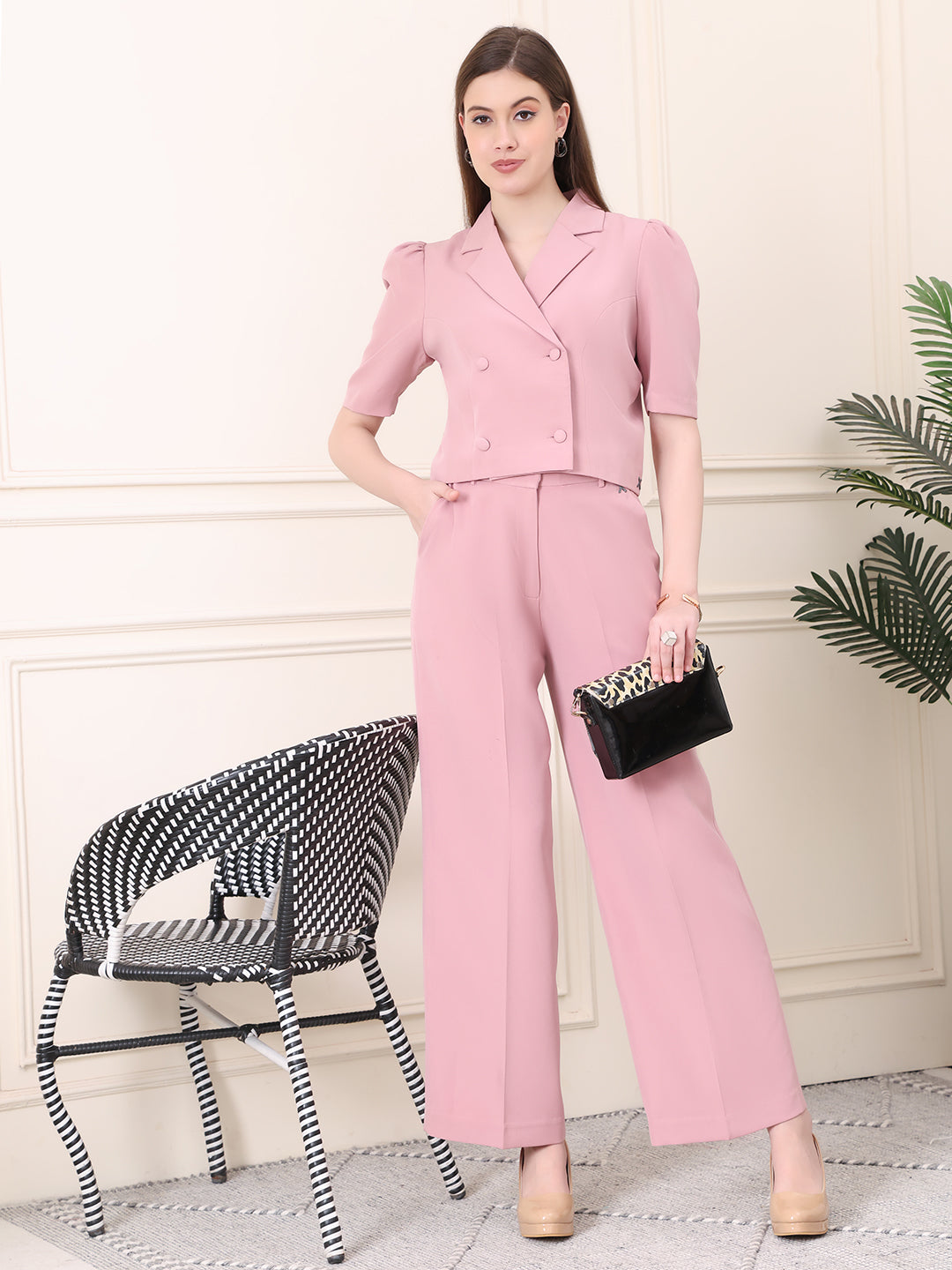 Exude Fierce & Fabulous Crop Blazer and Wide Leg Trousers