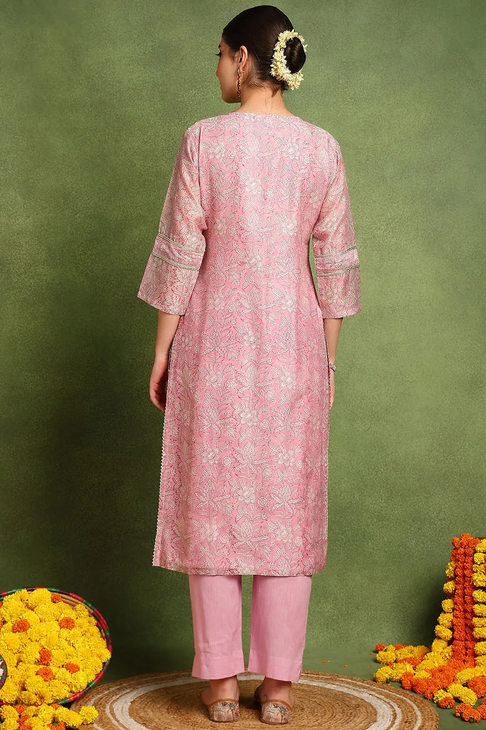 Pink Chanderi Silk Kurta