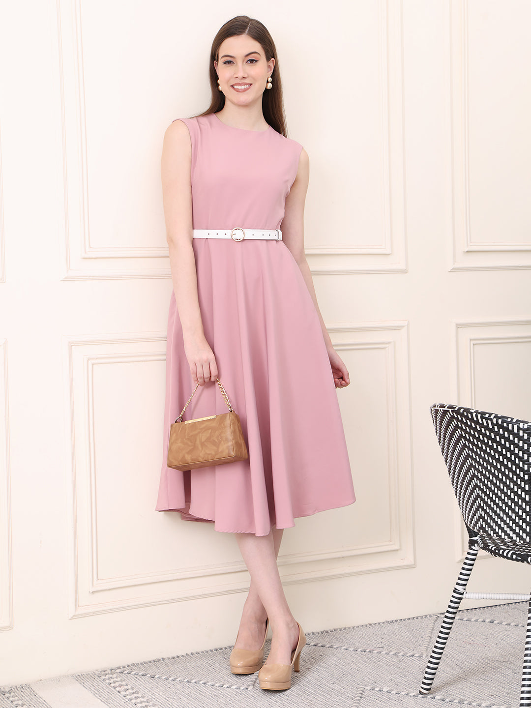 Exude Warmth Fit & Flare Dress with Belt