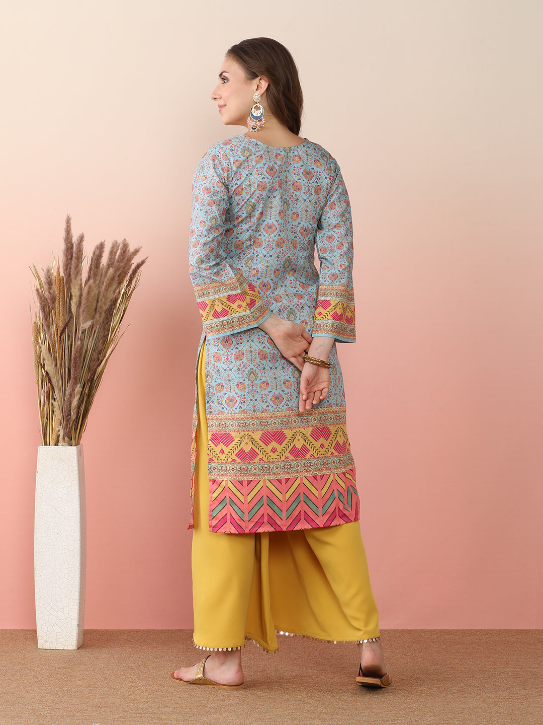 Women Ethnic Motifs Printed Regular Gotta Patti Kurta with Palazzos & With Dupatta