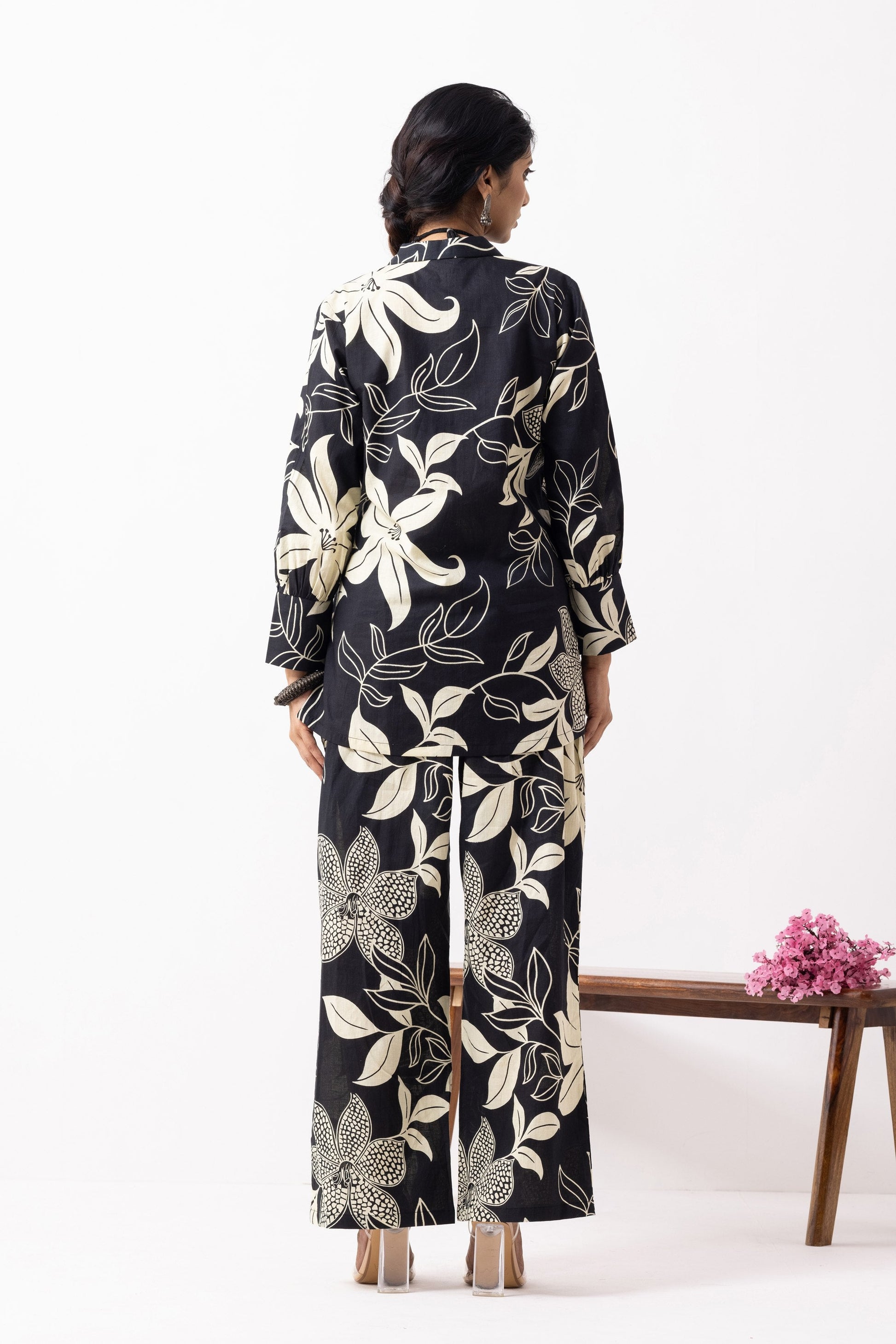 Black Block Printed Caroline Co-ord Set (Set of 2)- IC