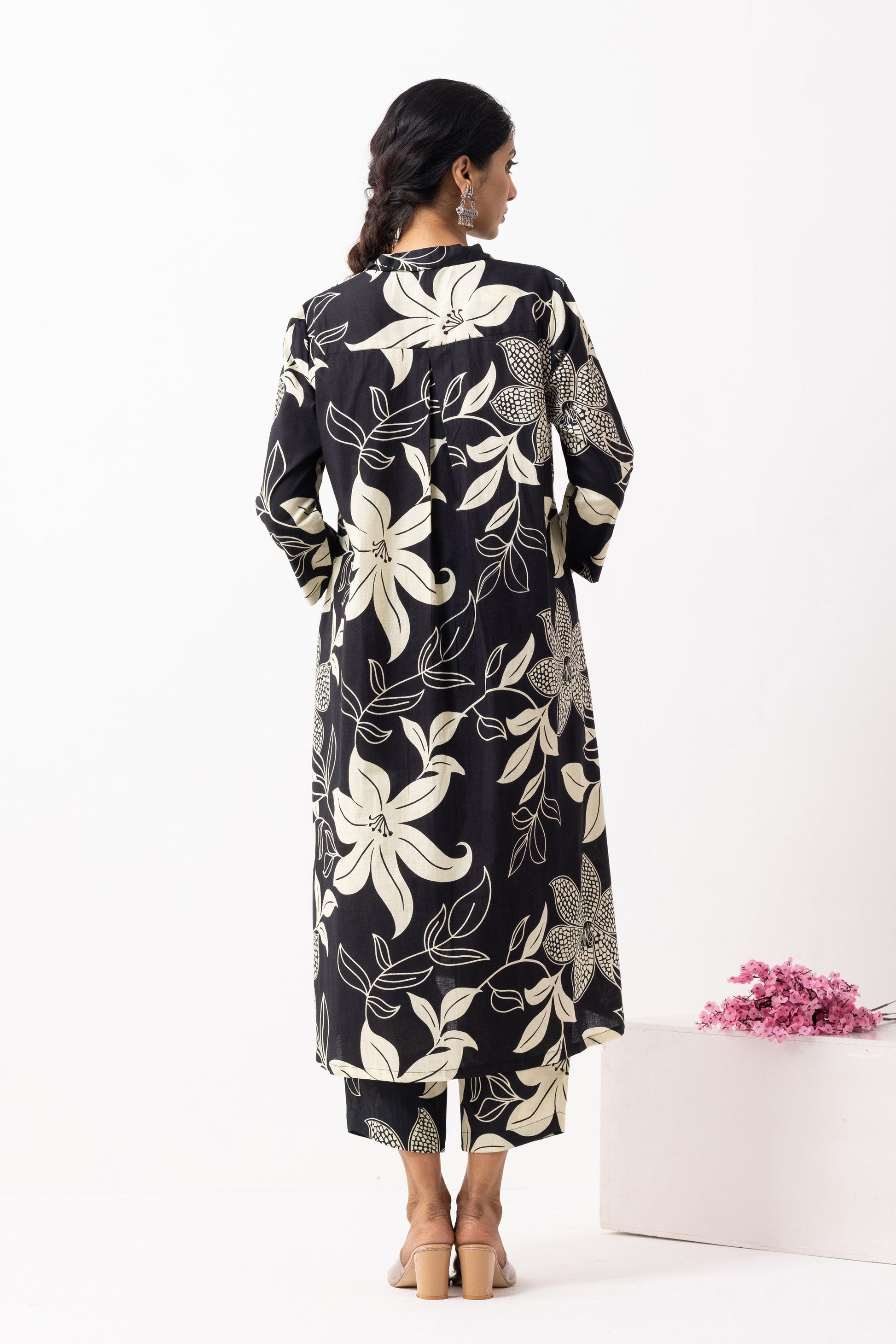 Black Block Printed Victoria Kurta Set (Set of 2)- IC