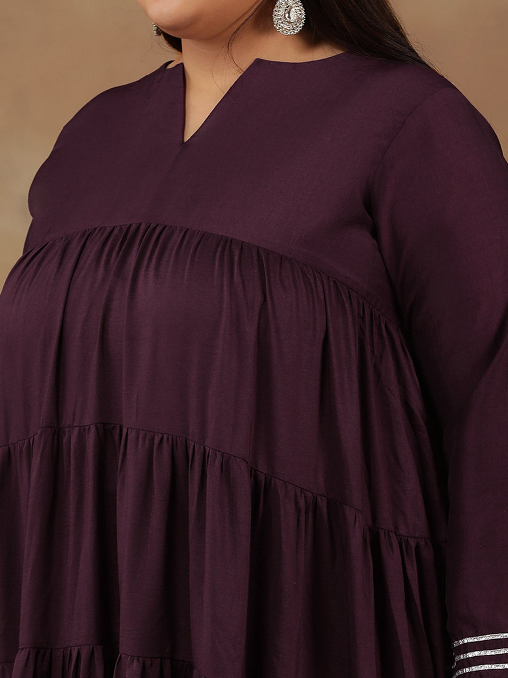 Purple Women Tiered Gotta Patti Kurta with Sharara - ID