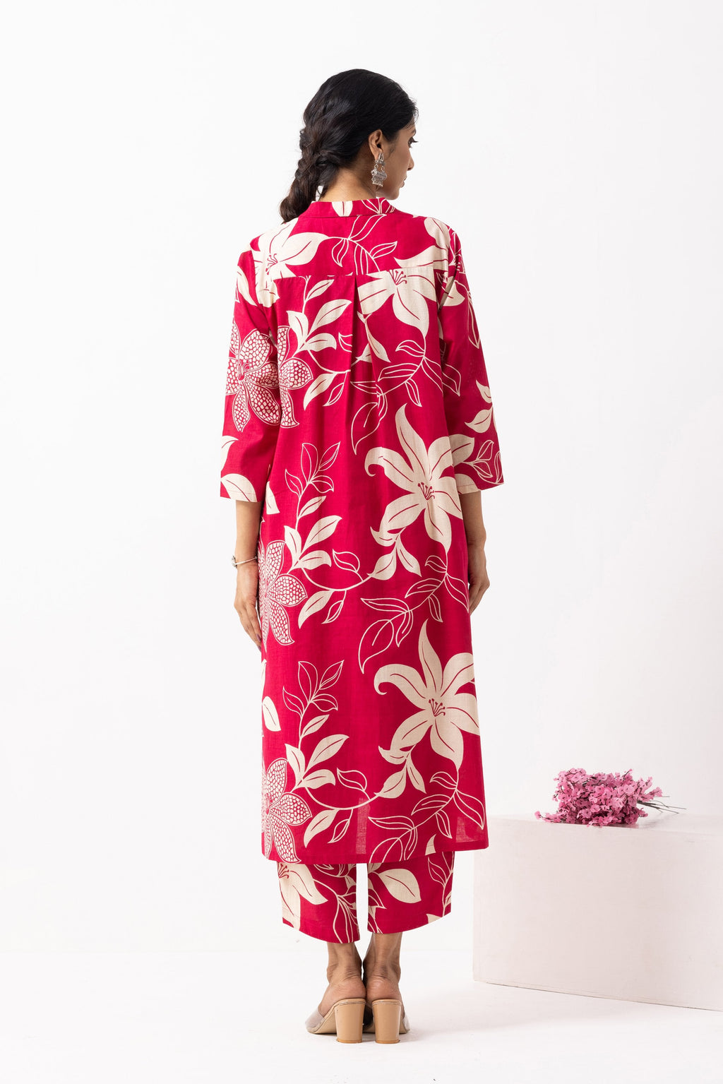 Crimson Red Block Printed Victoria Kurta Set (Set of 2)- IC