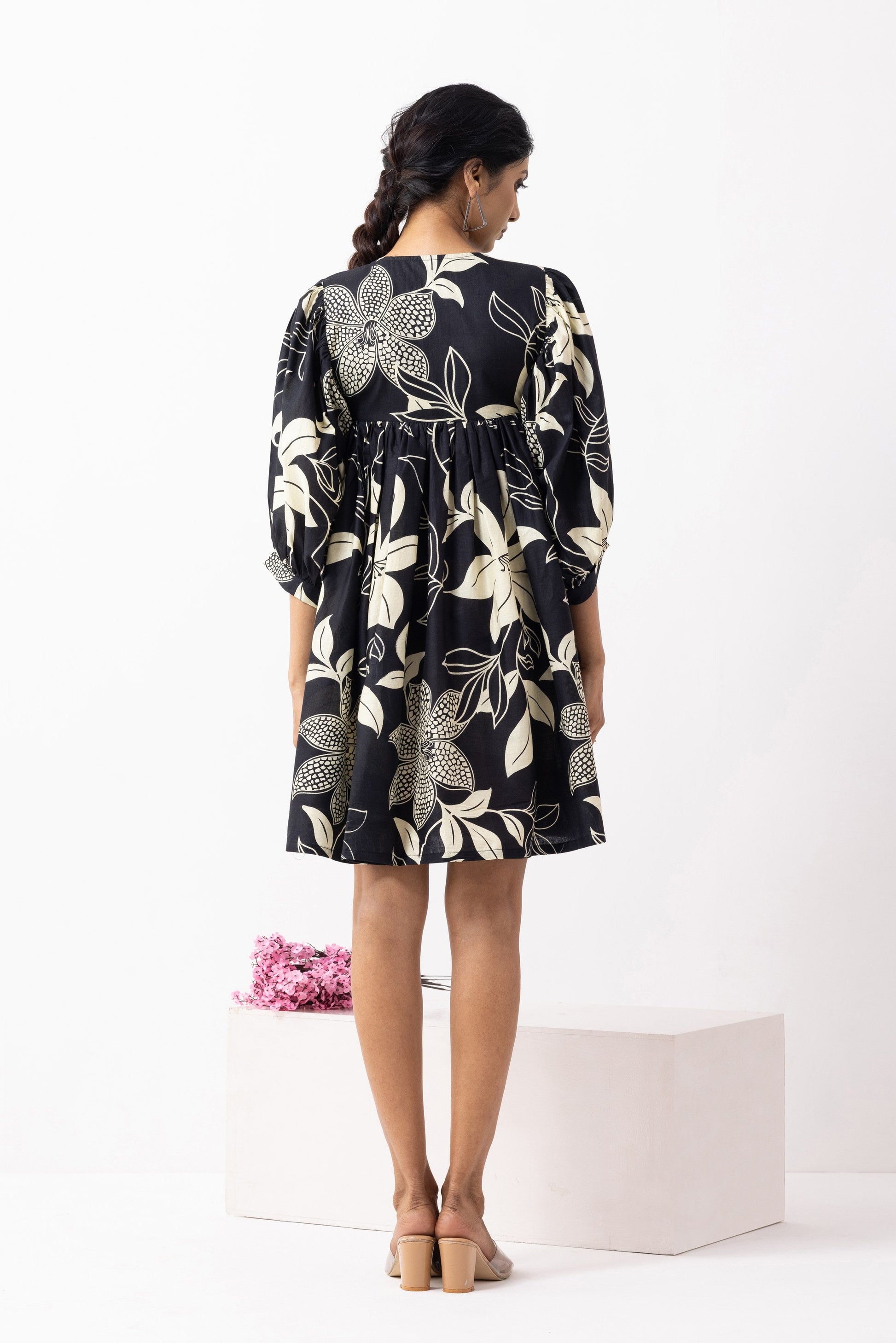 Black Block Printed Tahiti Dress- IC