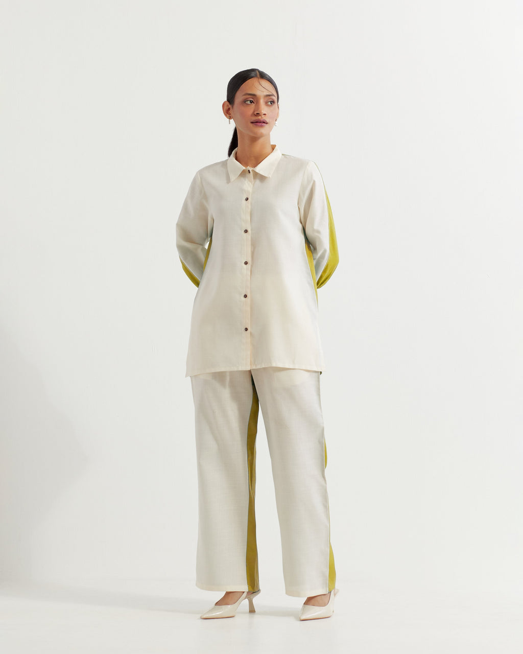 White/Lime Green Caroline Co-ord Set (Set of 2)- IC