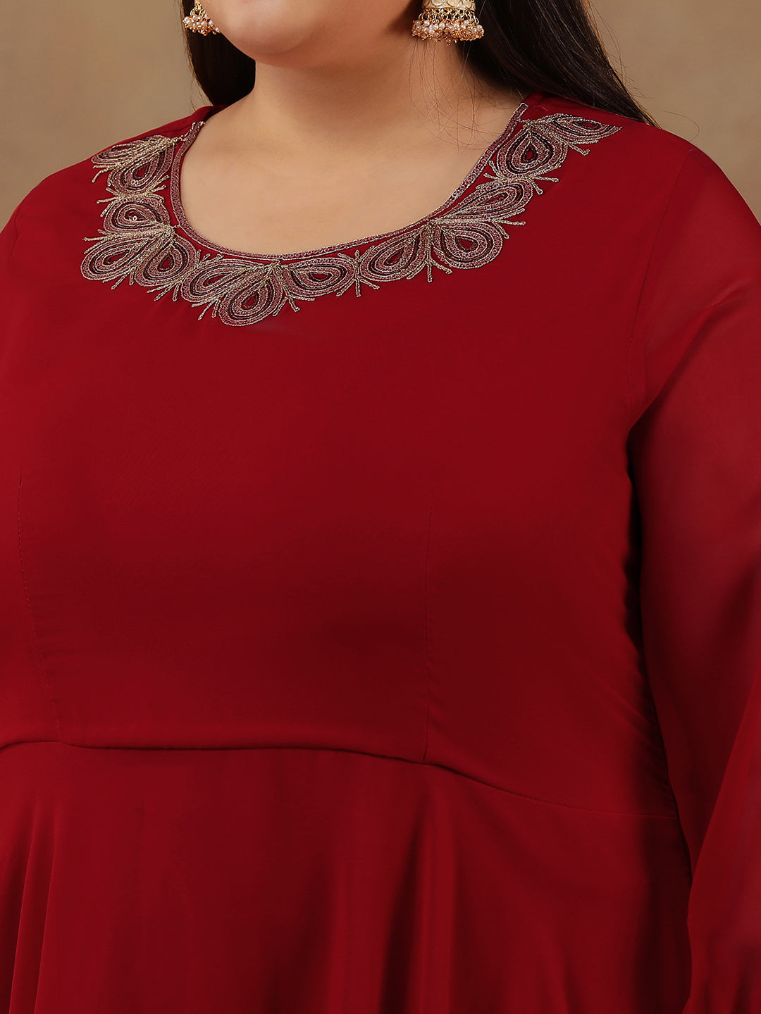 Yoke Design Sequinned Artwork Georgette Anarkali Kurta with Dupatta - ID