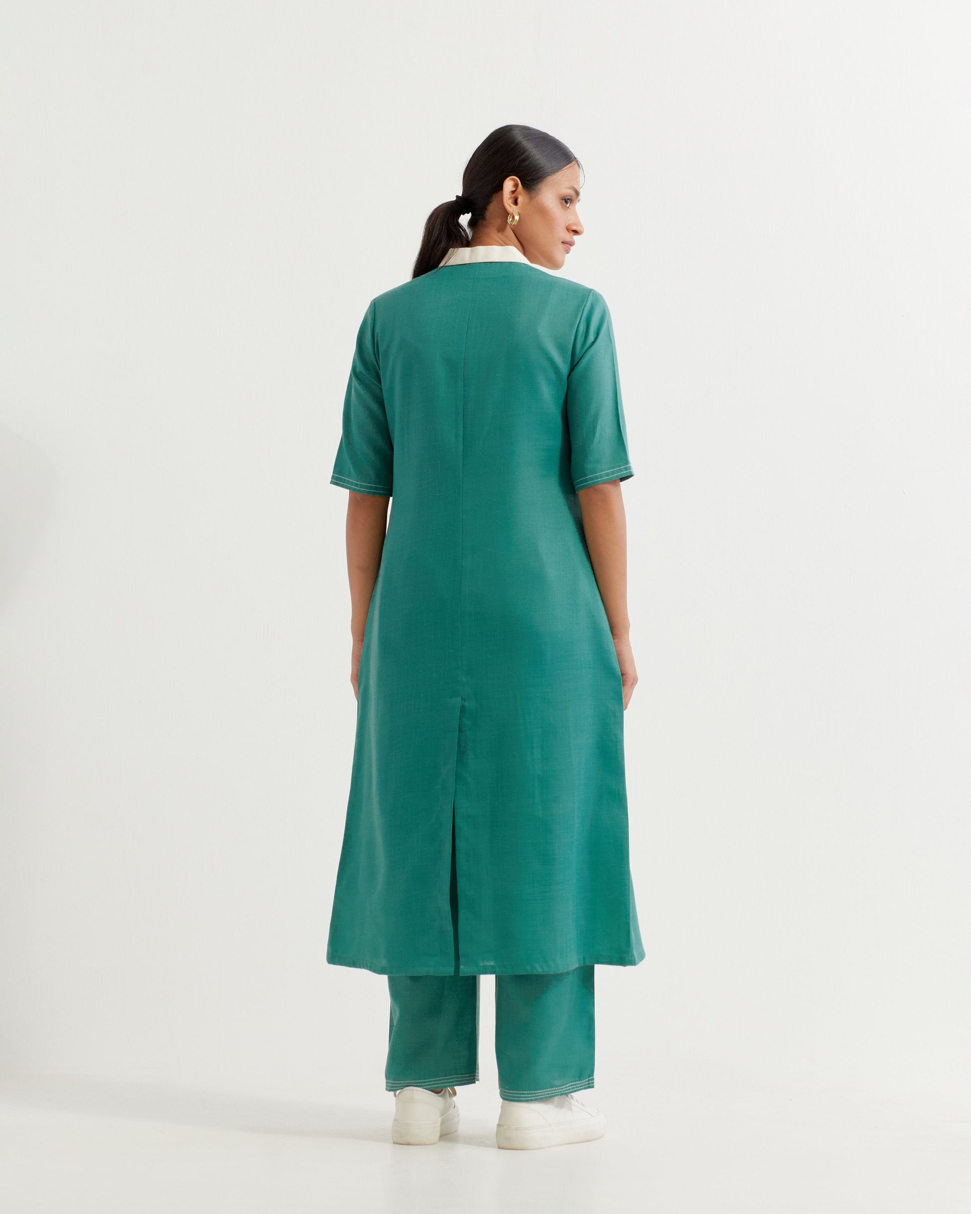 Green Collared Co-ord Set (Set of 2)- IC