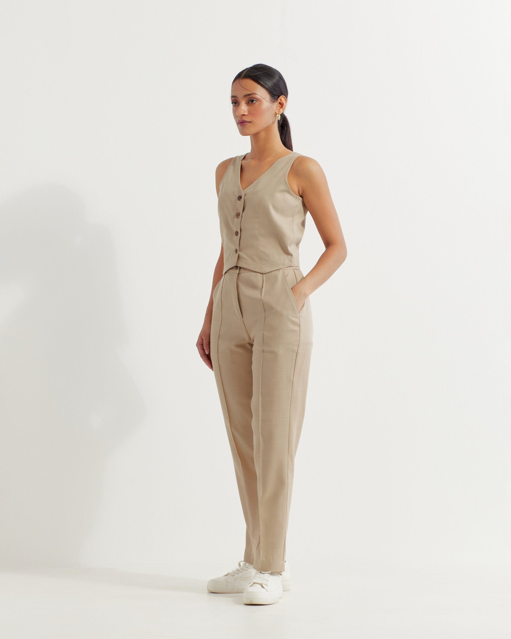 Beige Anne Co-ord Set (Set of 2)- IC