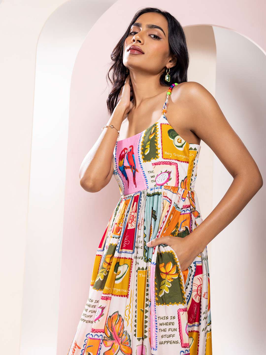 Stamp Printed Maxi Dress