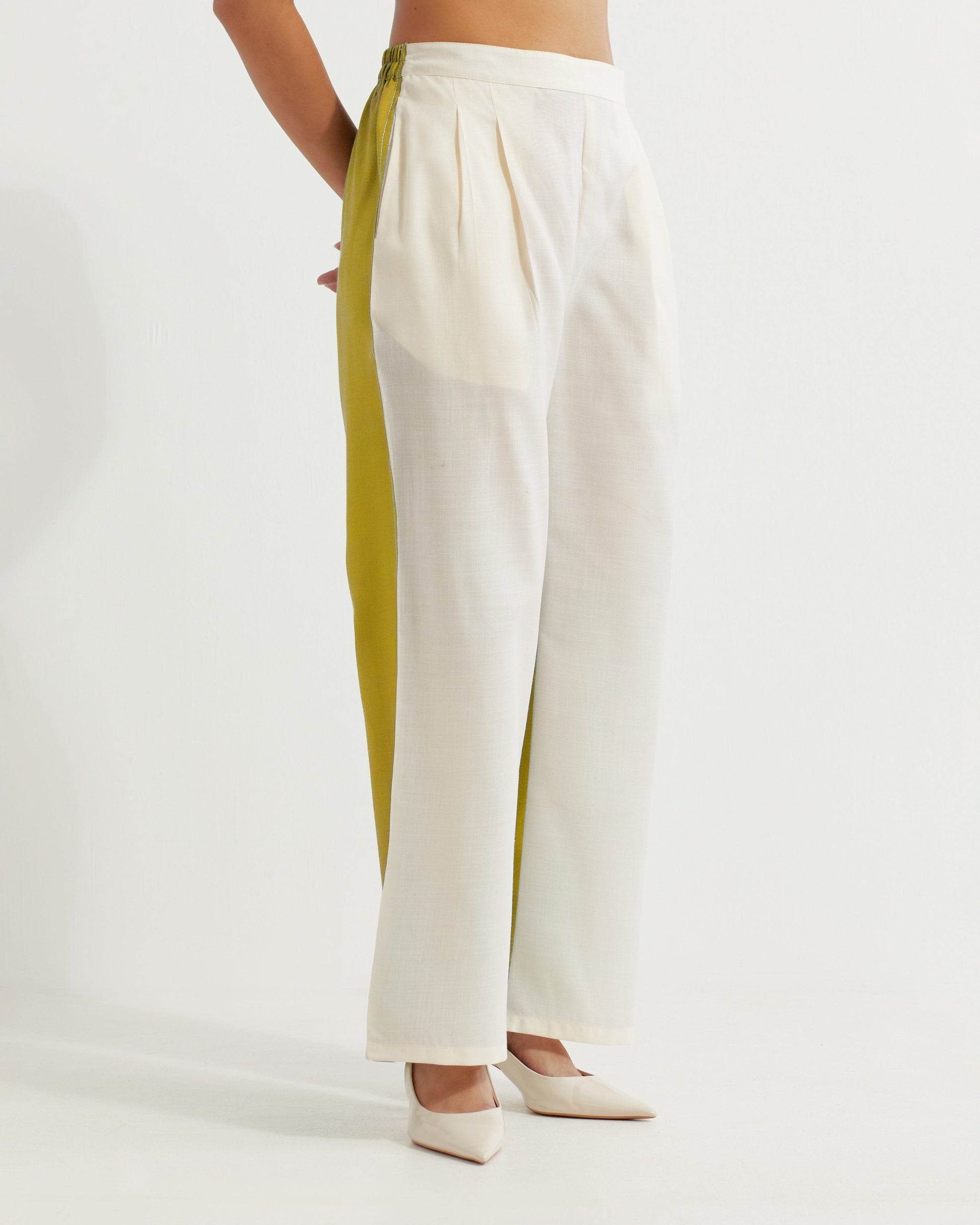 White/Lime Green Caroline Co-ord Set (Set of 2)- IC