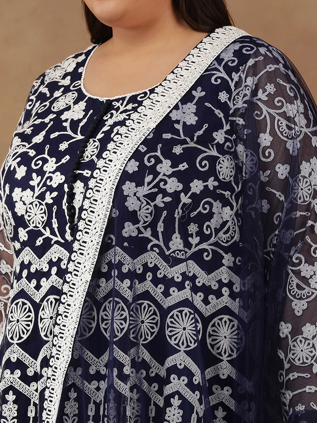 Royal Blue Women Ethnic Motifs Printed Kurta - ID