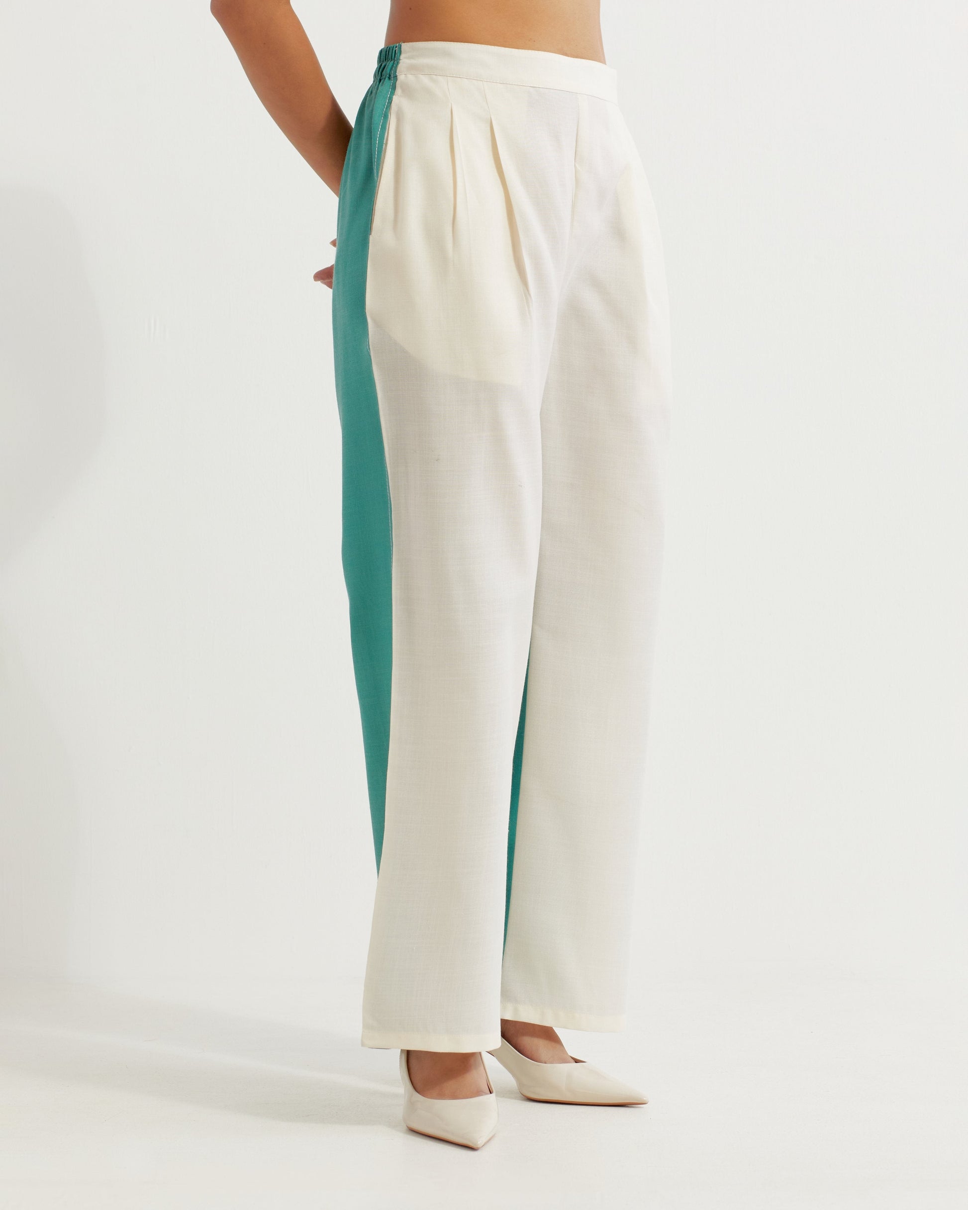 White/Green Caroline Co-ord Set (Set of 2)- IC